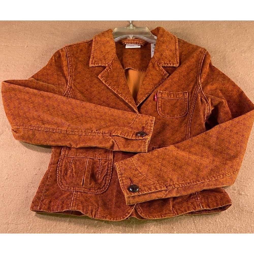 Levi's Jeans Womens Burnt Orange Corduroy Print Blazer Jacket Small 774531715